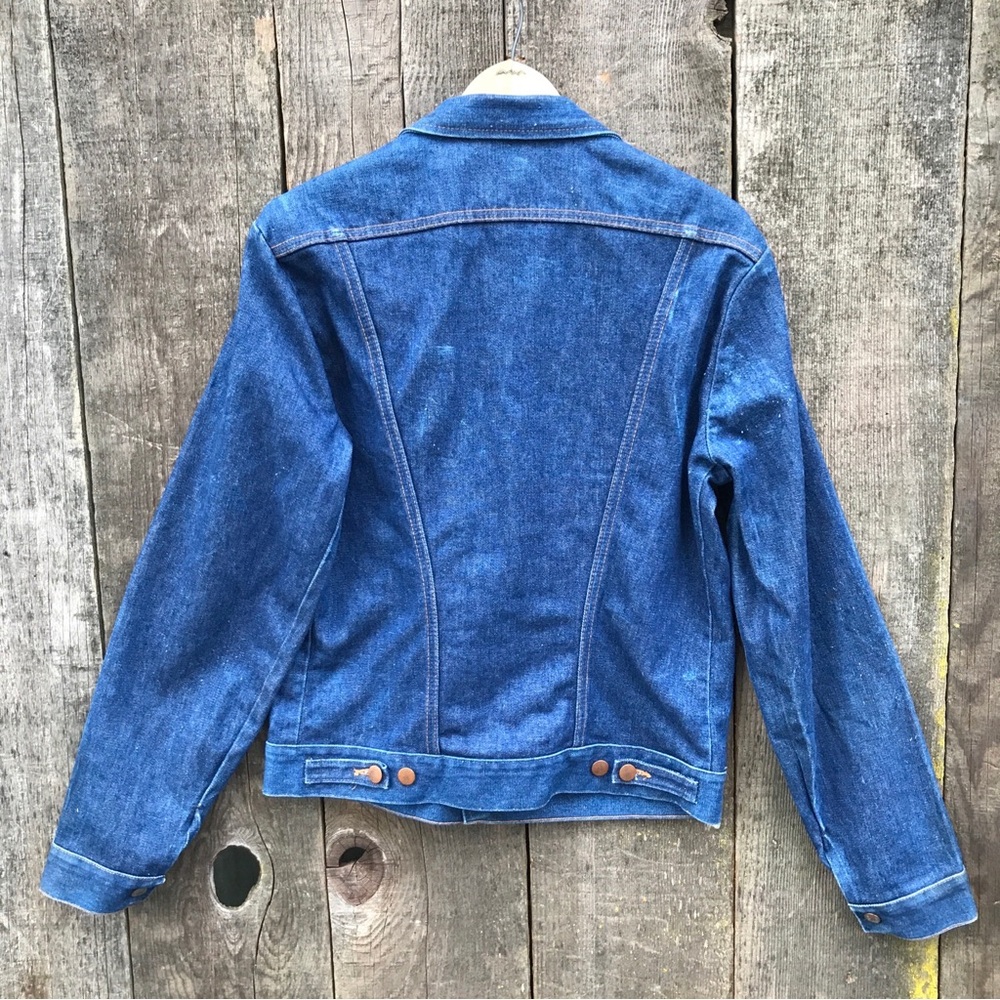 Vintage 70s Wrangler No-Fault Denims Trucker Jacket 38 L 74136NV - Picture 5 of 13